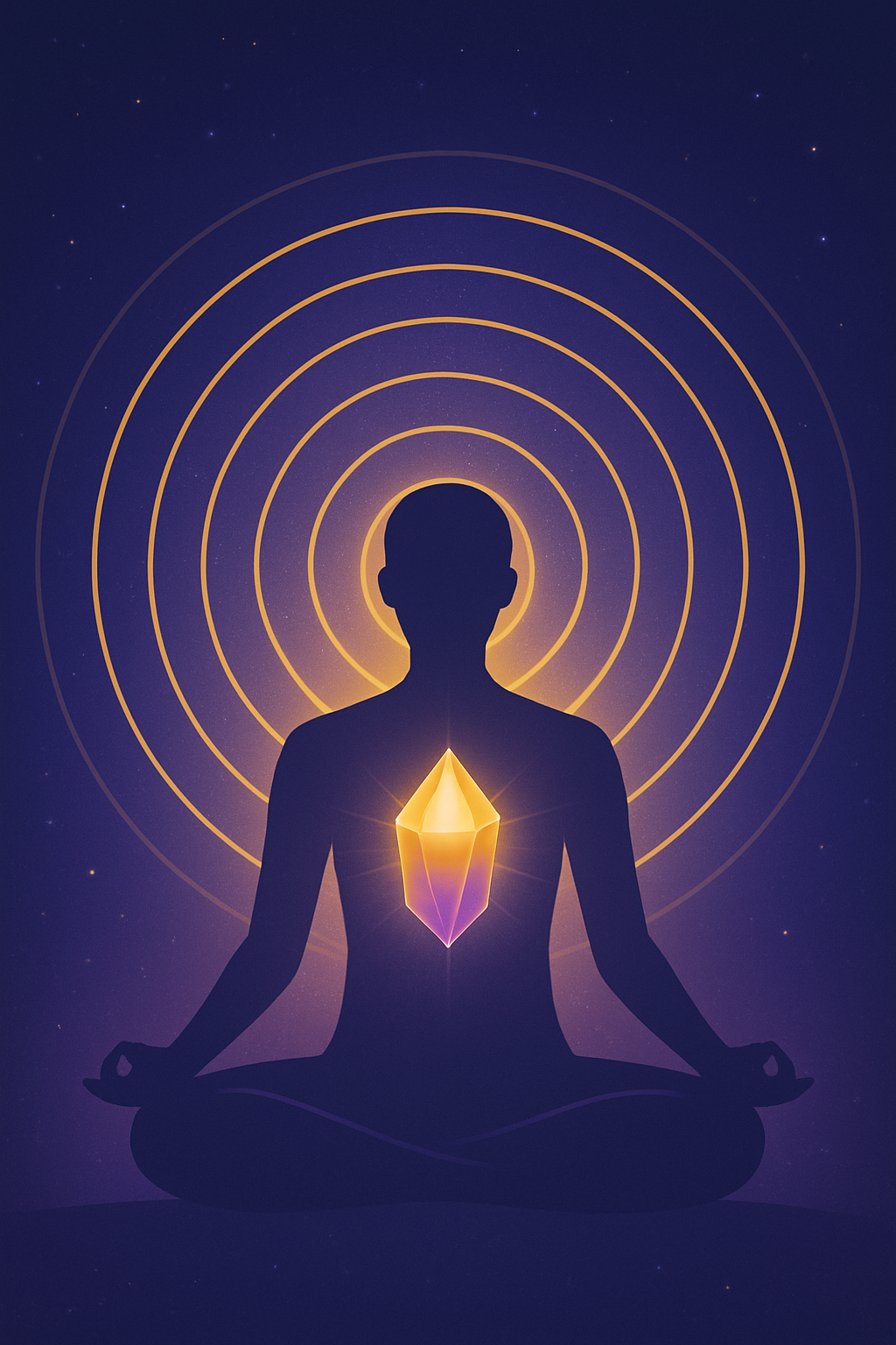 Mensch im harmonischen Biofeld mit Resonanzlinien